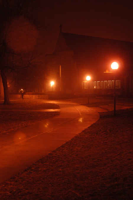 sidewalk at night