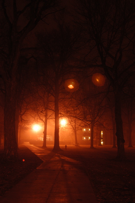 sidewalk at night