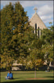 Student studying by Boe Chapel