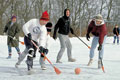 Students Playing Broomball