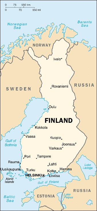 Map of Finland, enlarged