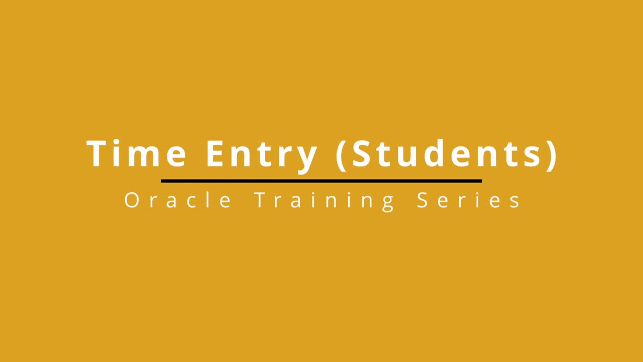Oracle Time Entry for Students