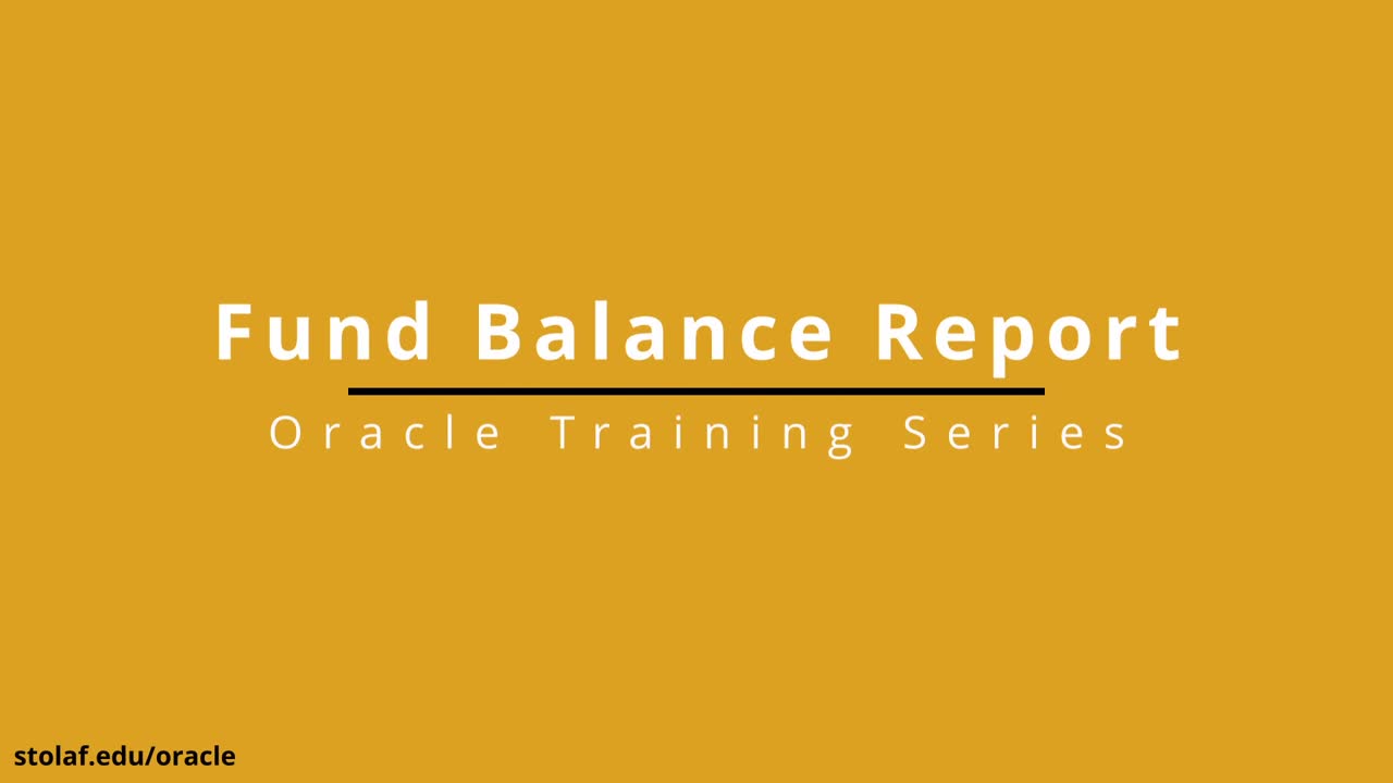 Oracle Fund Balance Report